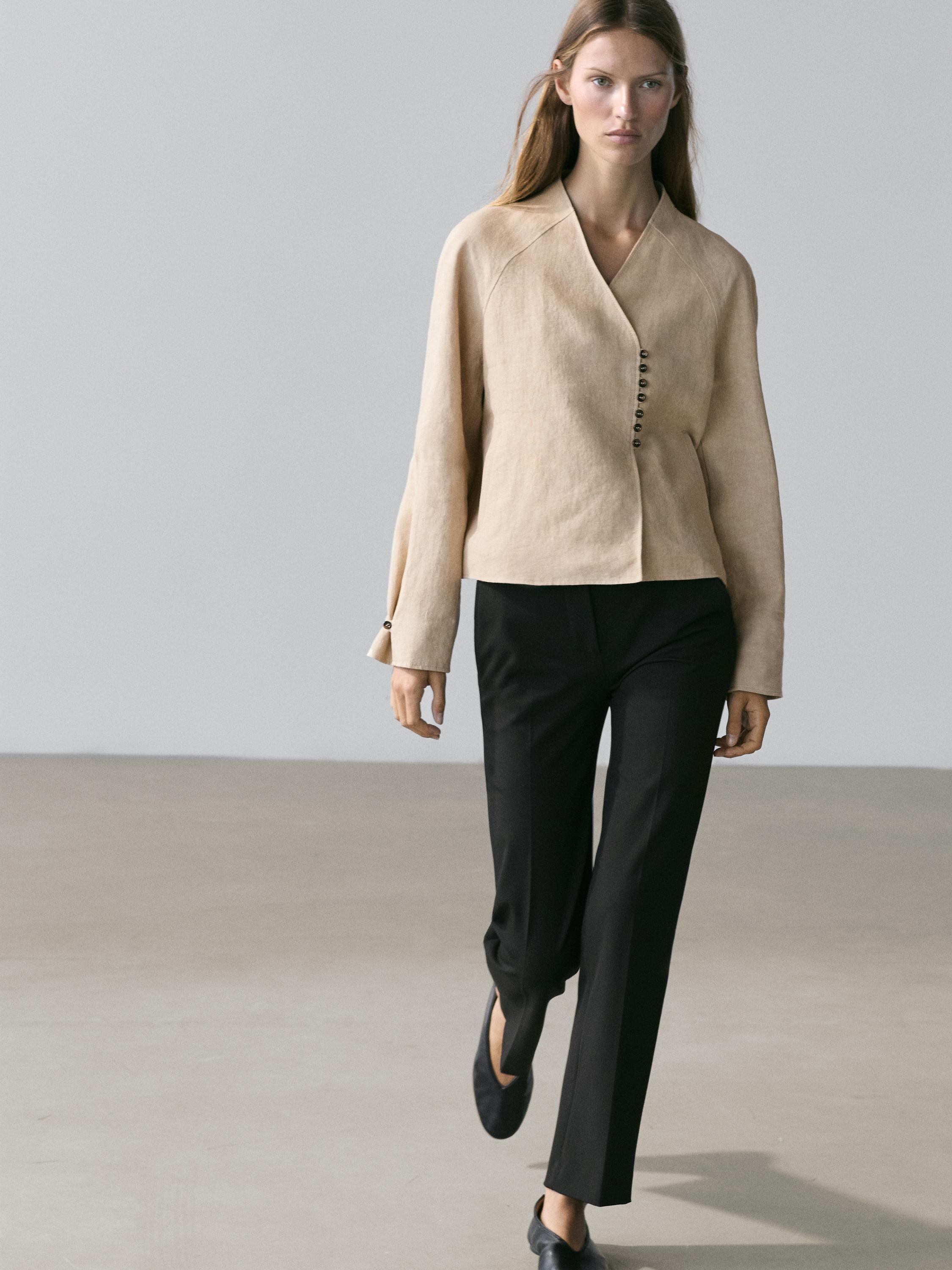 Cropped 100% linen jacket